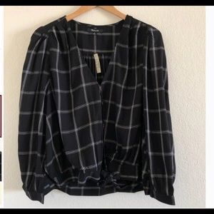 Madewell Tops - NWT Madewell Wrap Top in Windowpane Plus Size XXL Madewell Tops - NWT Madewell Wrap Top in Windowpane Plus Size XXL